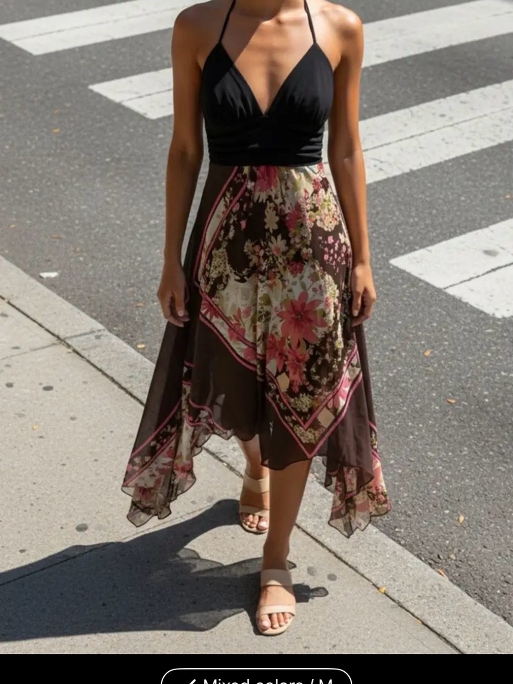 Floral Handkerchief-Hem dress